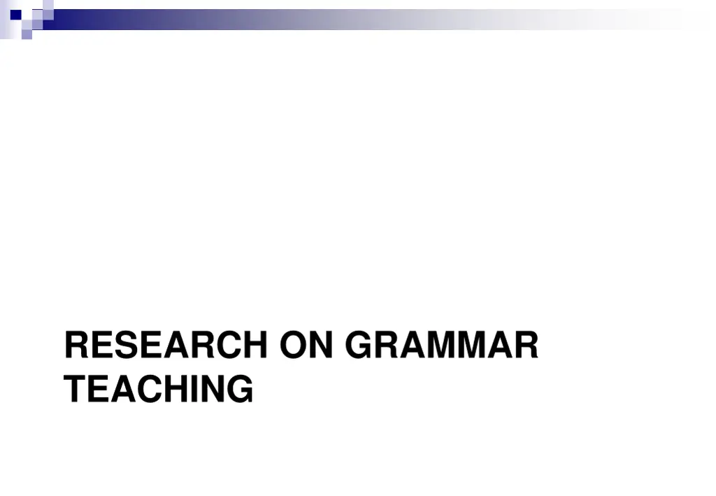 research on grammar teaching