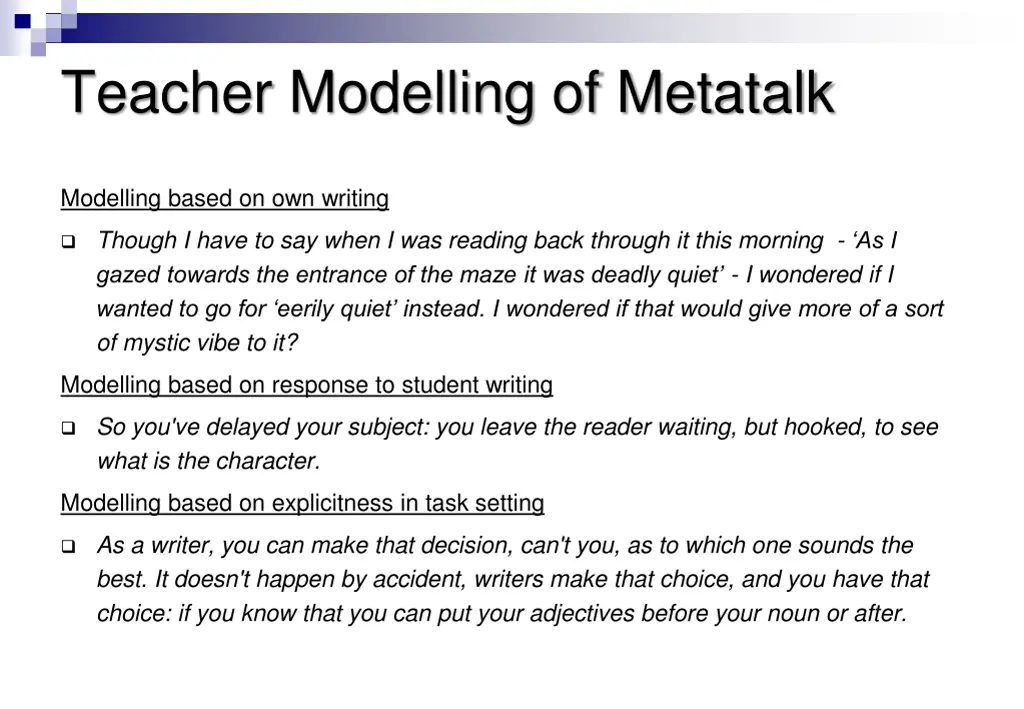 teacher modelling of metatalk 1