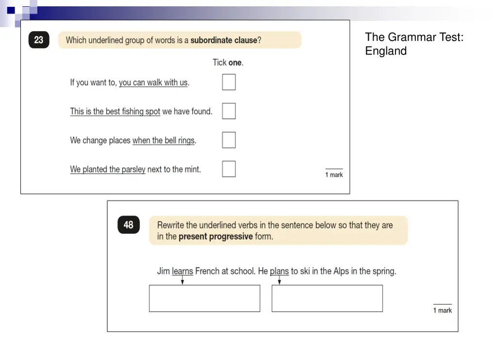 the grammar test england