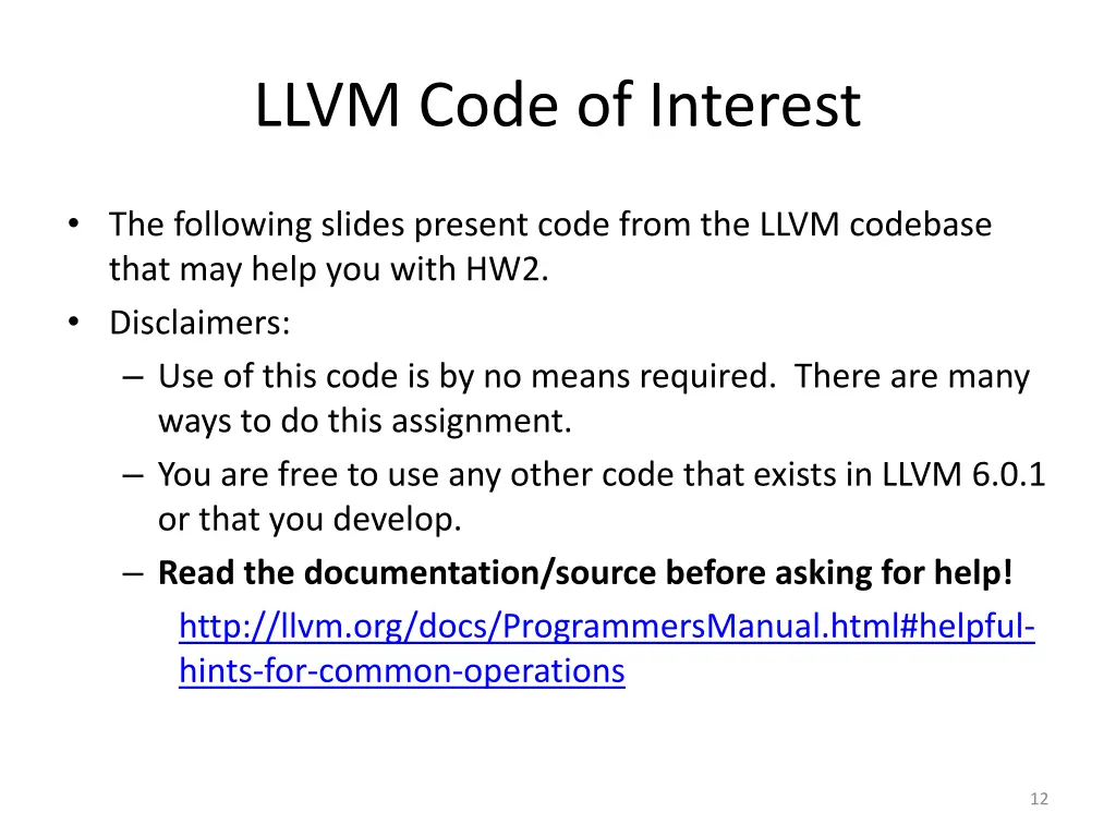 llvm code of interest