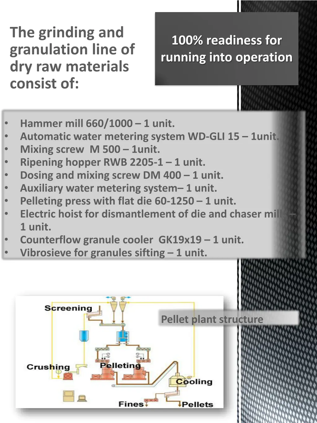 the grinding and granulation line