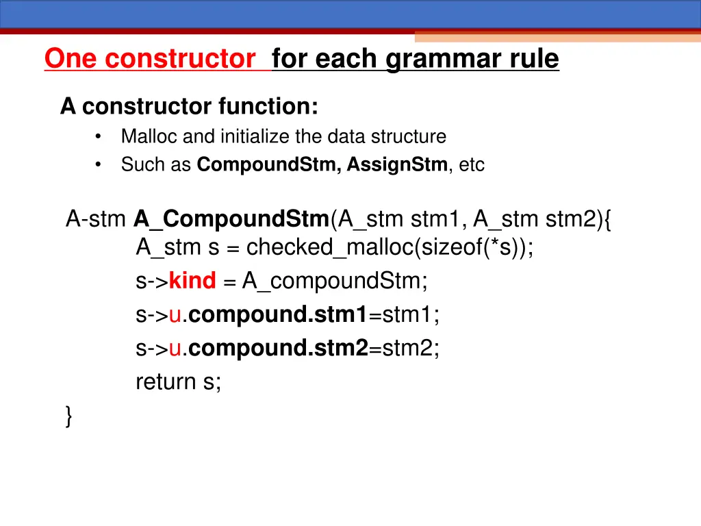 one constructor for each grammar rule 1