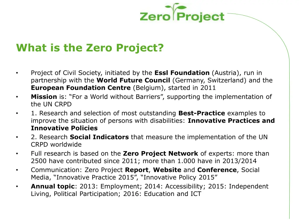 what is the zero project