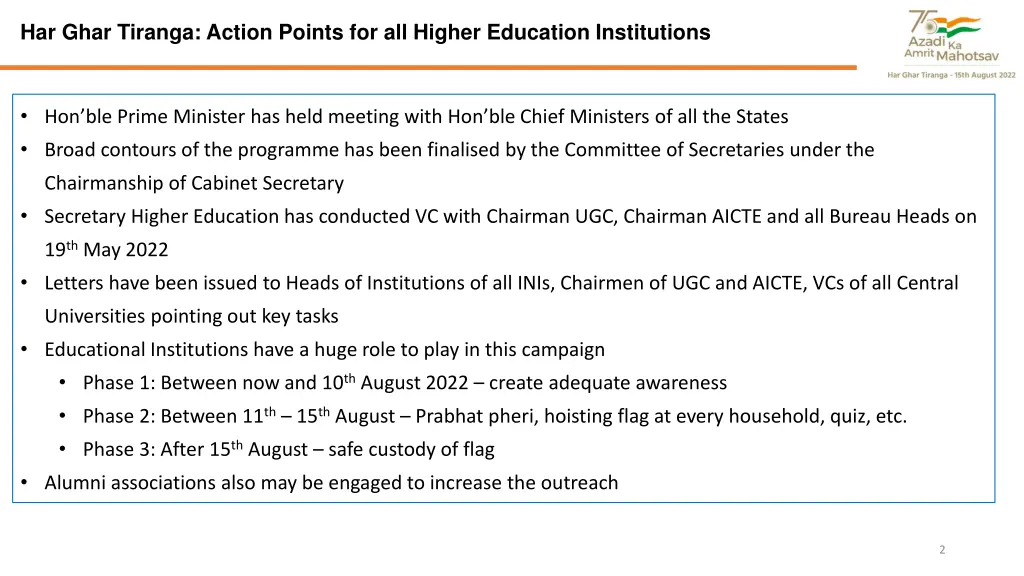 har ghar tiranga action points for all higher