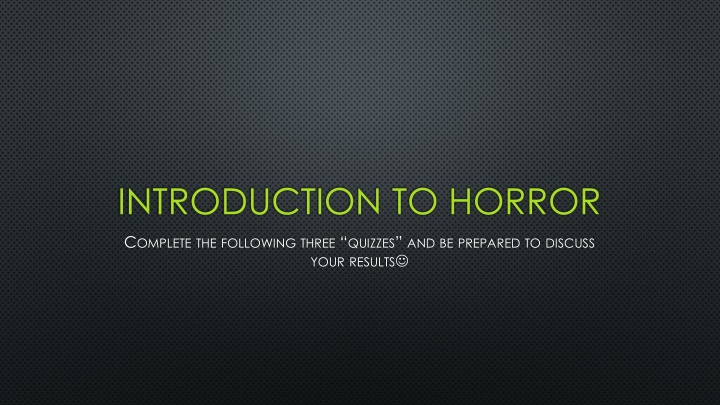 introduction to horror