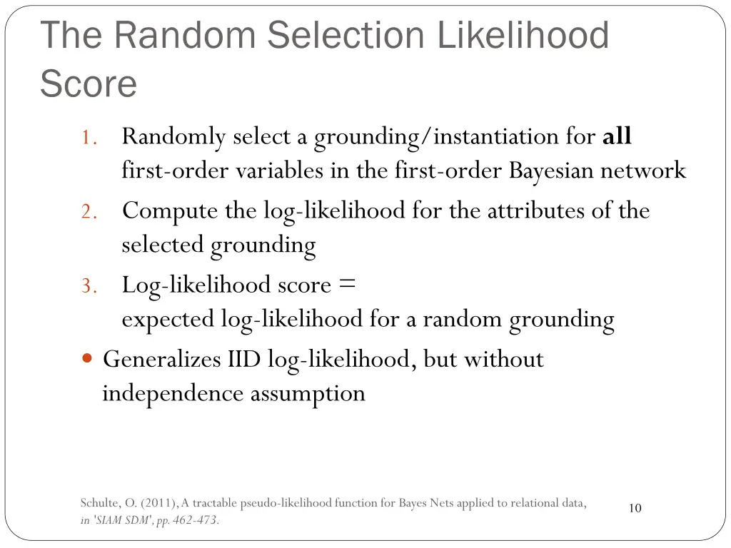 the random selection likelihood score