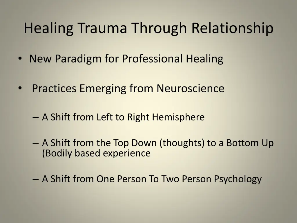 healing trauma through relationship