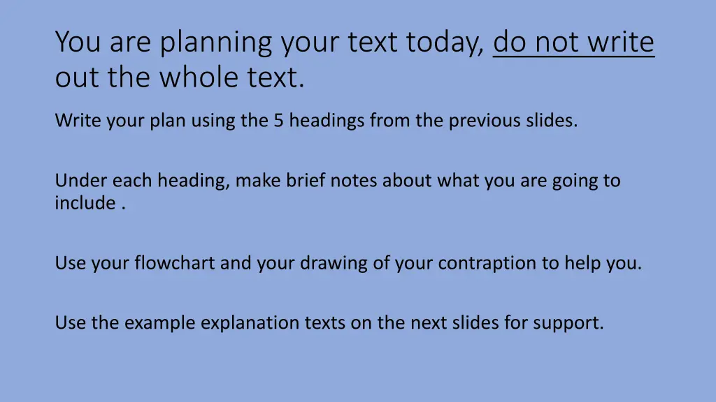 you are planning your text today do not write