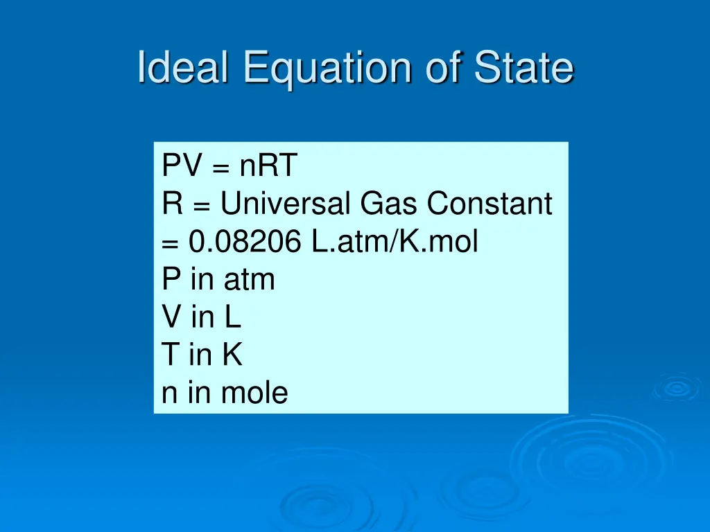 ideal equation of state 1