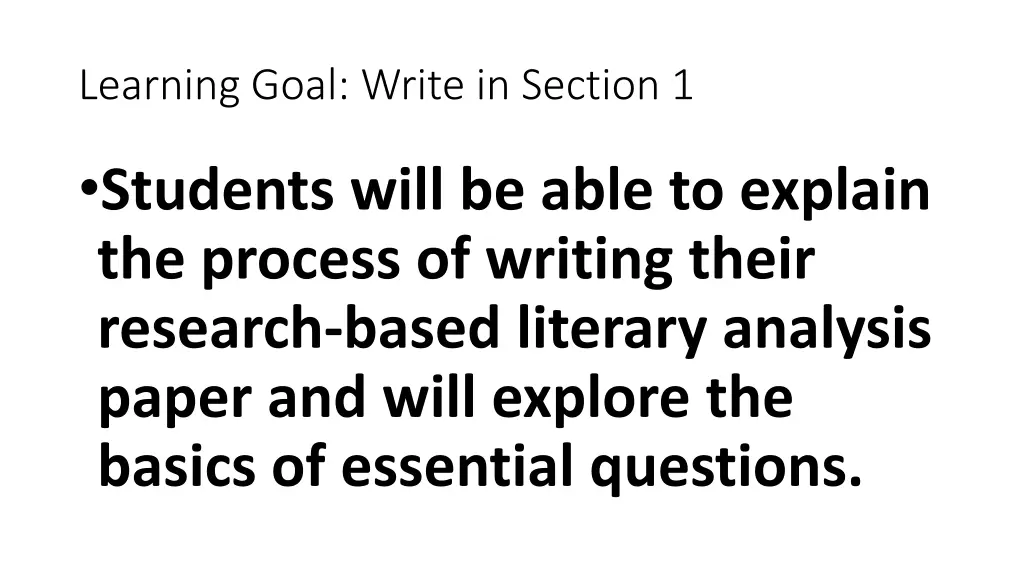 learning goal write in section 1