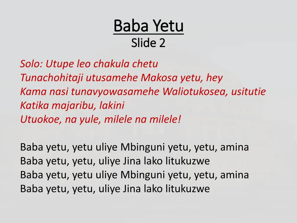 baba yetu baba yetu slide 2 slide 2