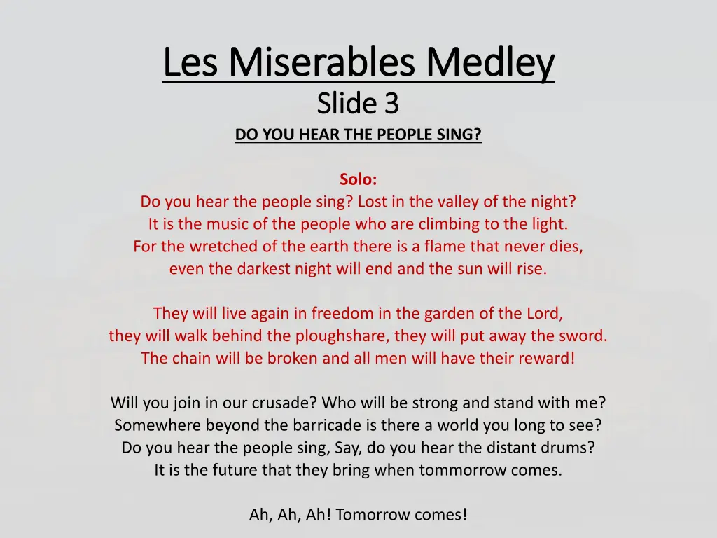 les miserables medley les miserables medley slide 2