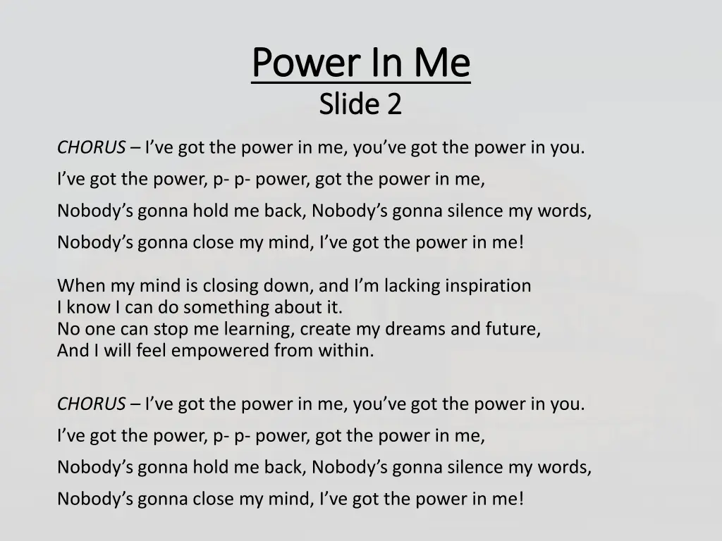 power in me power in me slide 2 slide 2