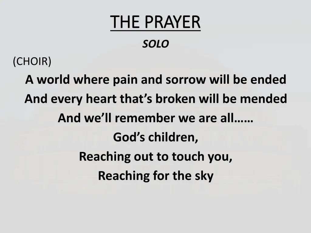 the prayer the prayer solo