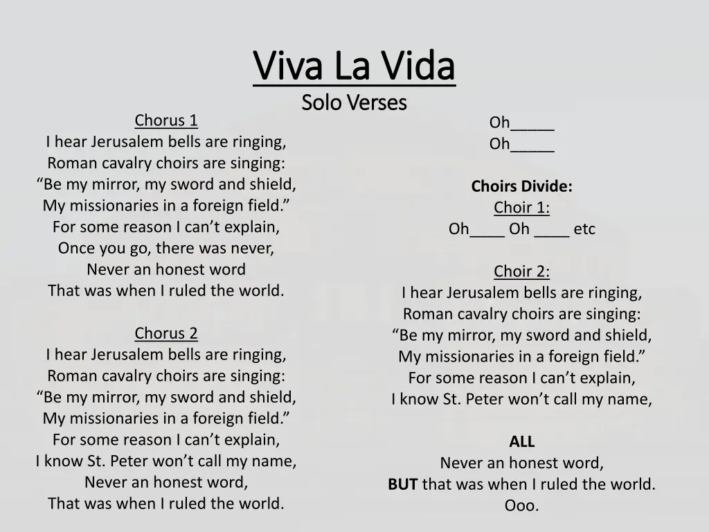 viva la vida viva la vida solo verses solo verses