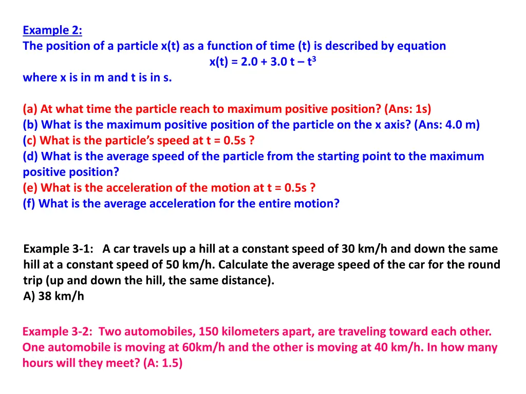 example 2 the position of a particle