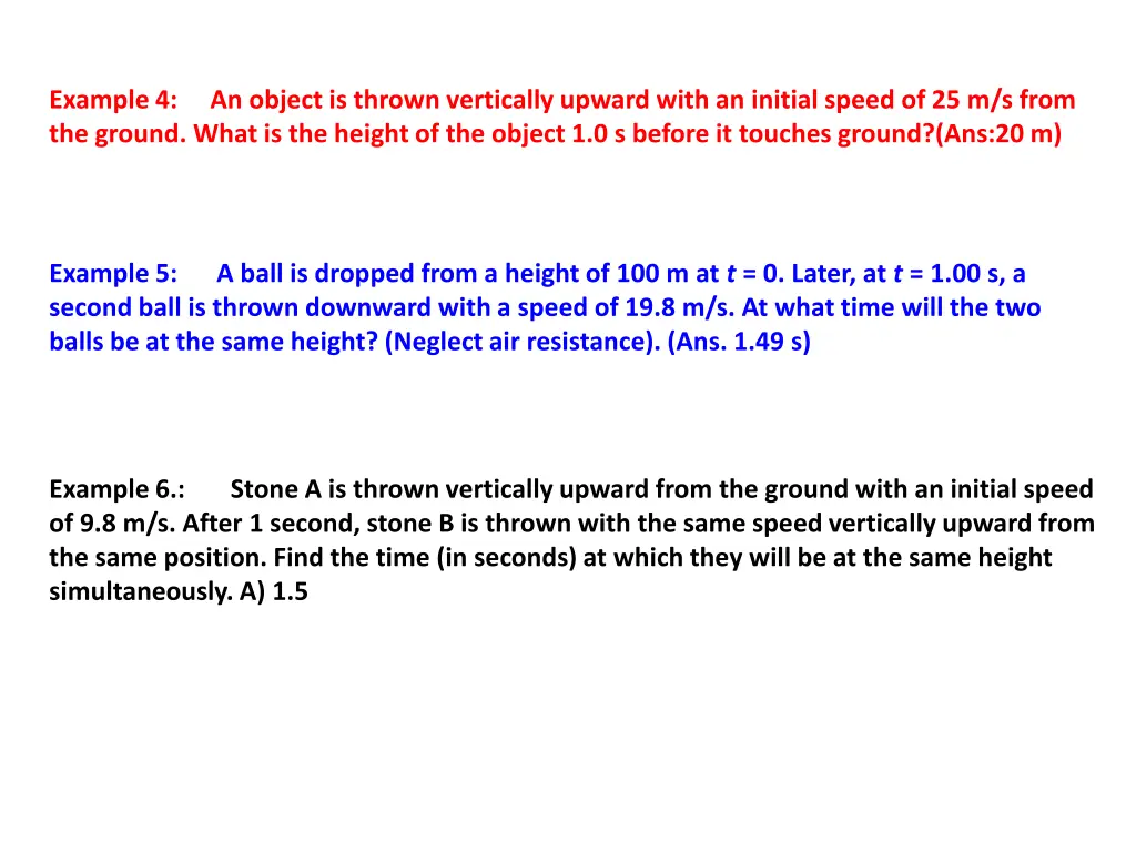 example 4 an object is thrown vertically upward