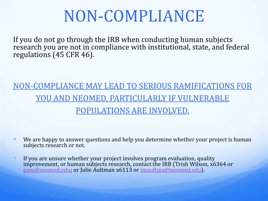 non compliance