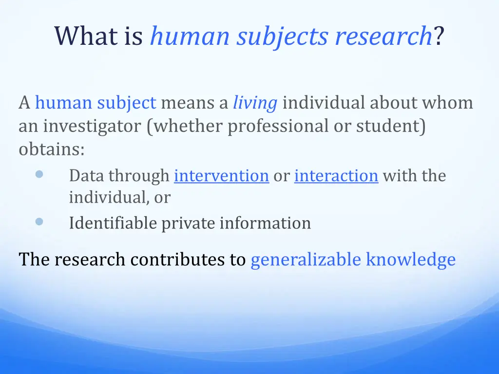 what is human subjects research