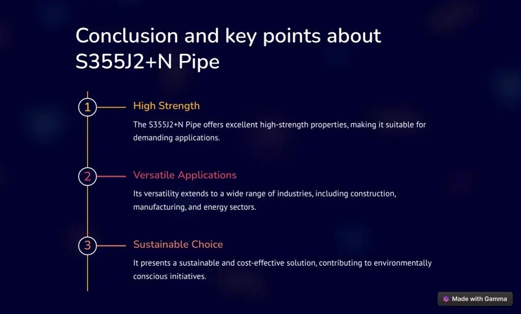 conclusion and key points about s355j2 n pipe