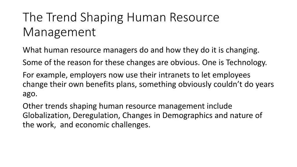 the trend shaping human resource management 1