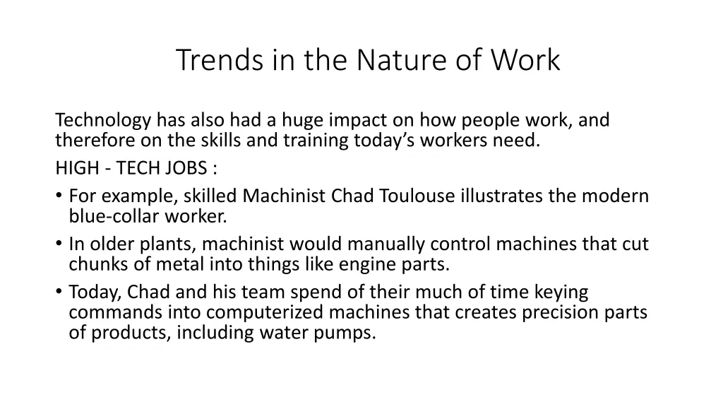 trends in the nature of work