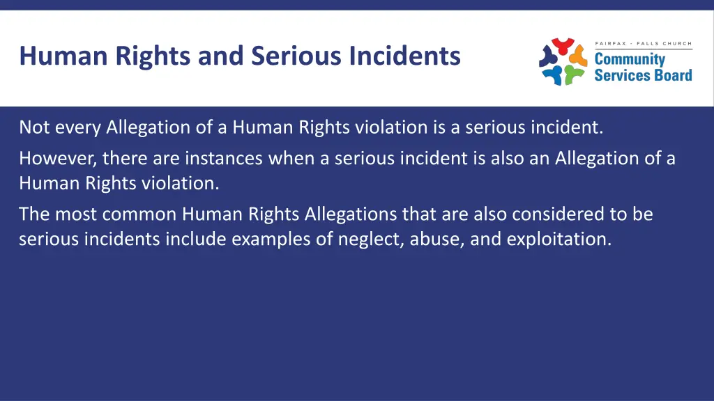 human rights and serious incidents