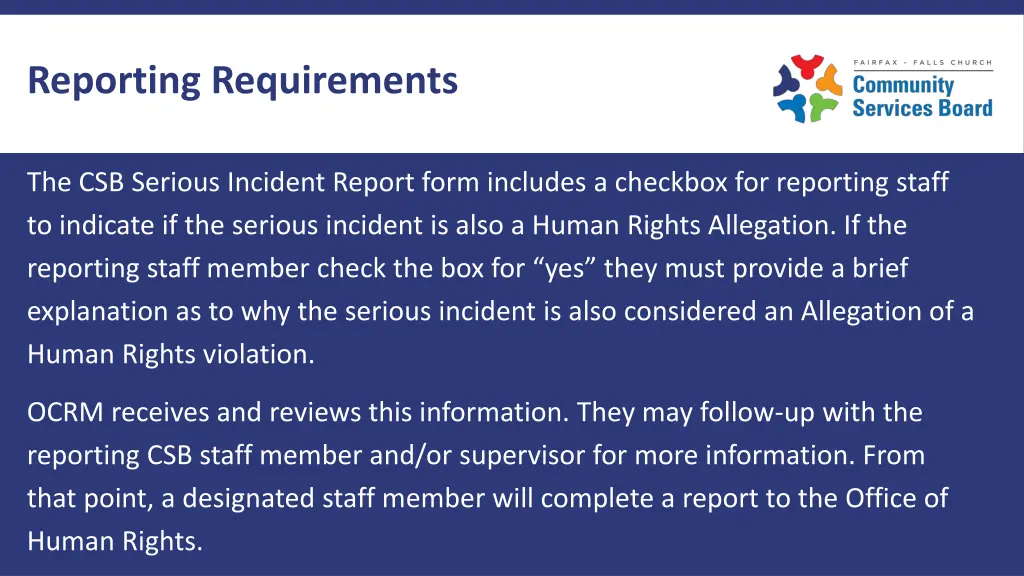 reporting requirements