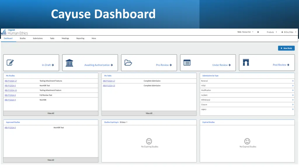 cayuse dashboard