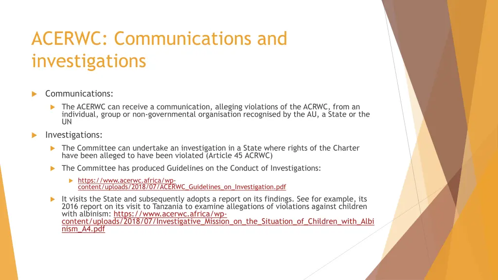 acerwc communications and investigations