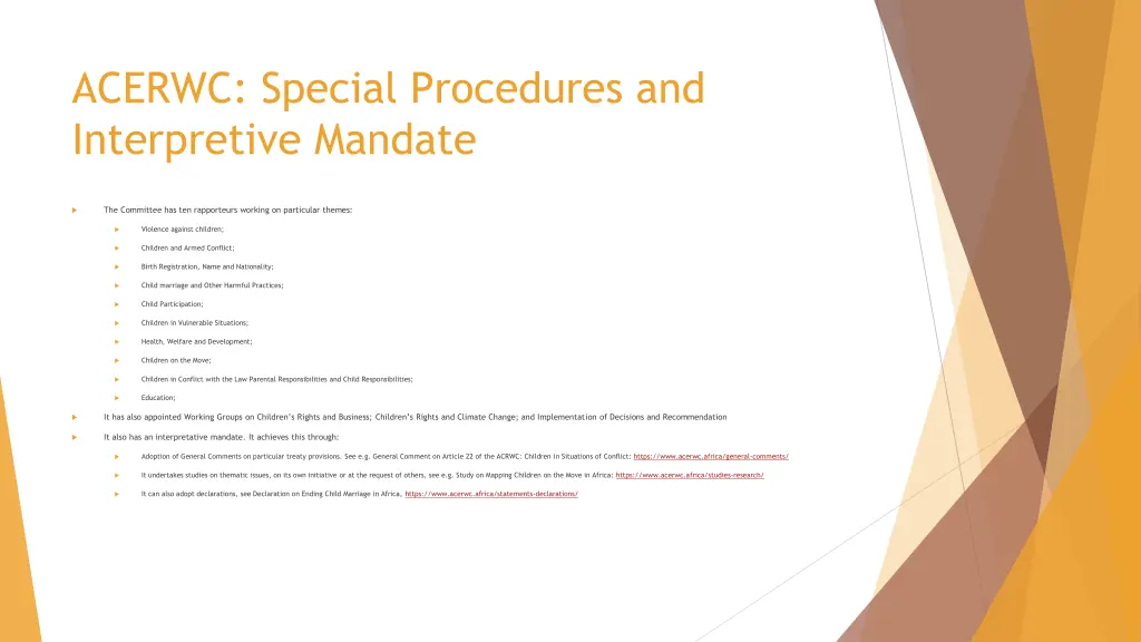 acerwc special procedures and interpretive mandate