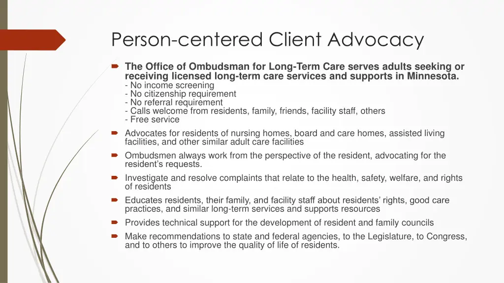 person centered client advocacy