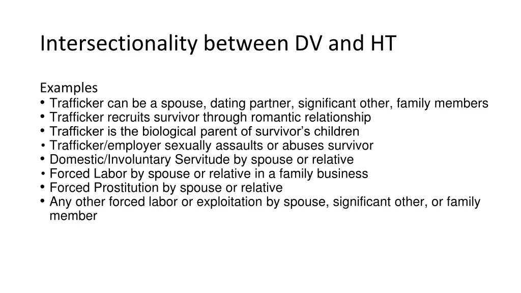 intersectionality between dv and ht