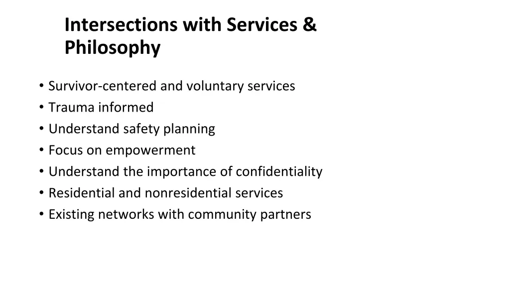 intersections with services philosophy