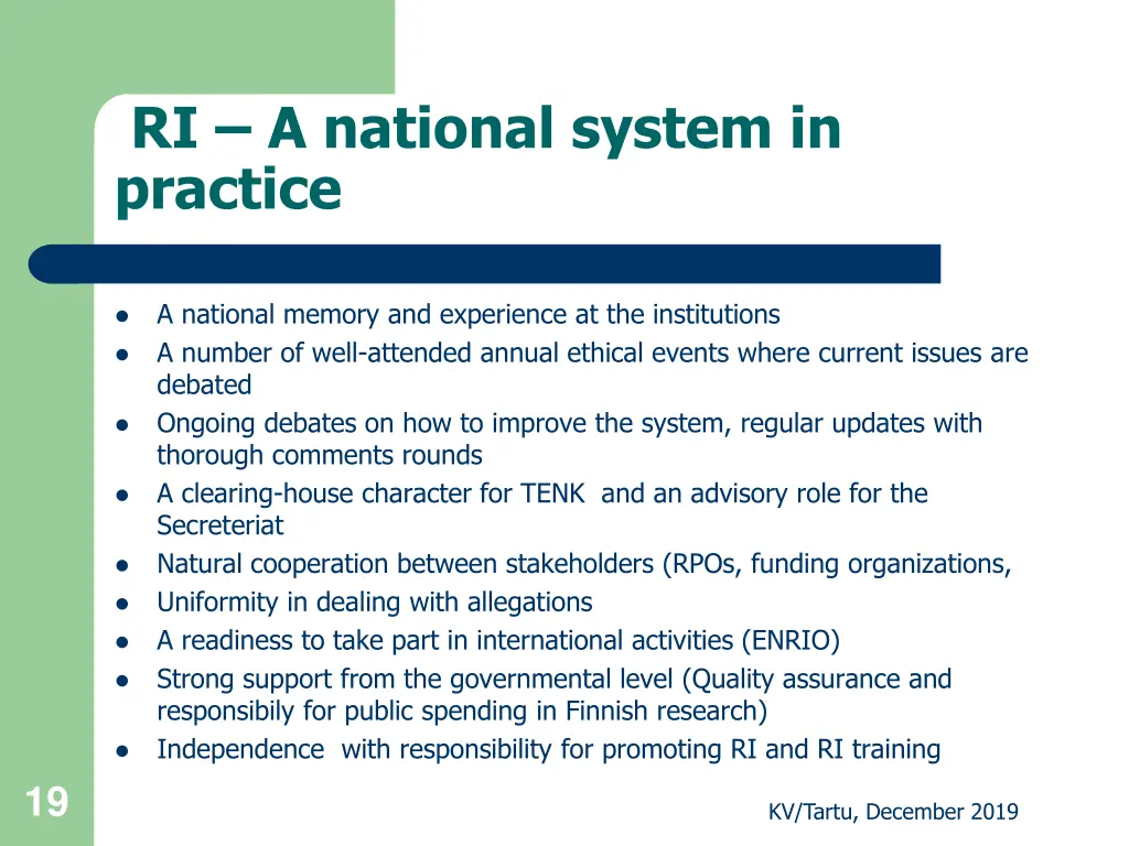 ri a national system in practice