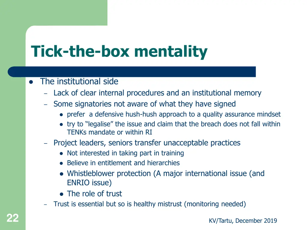 tick the box mentality