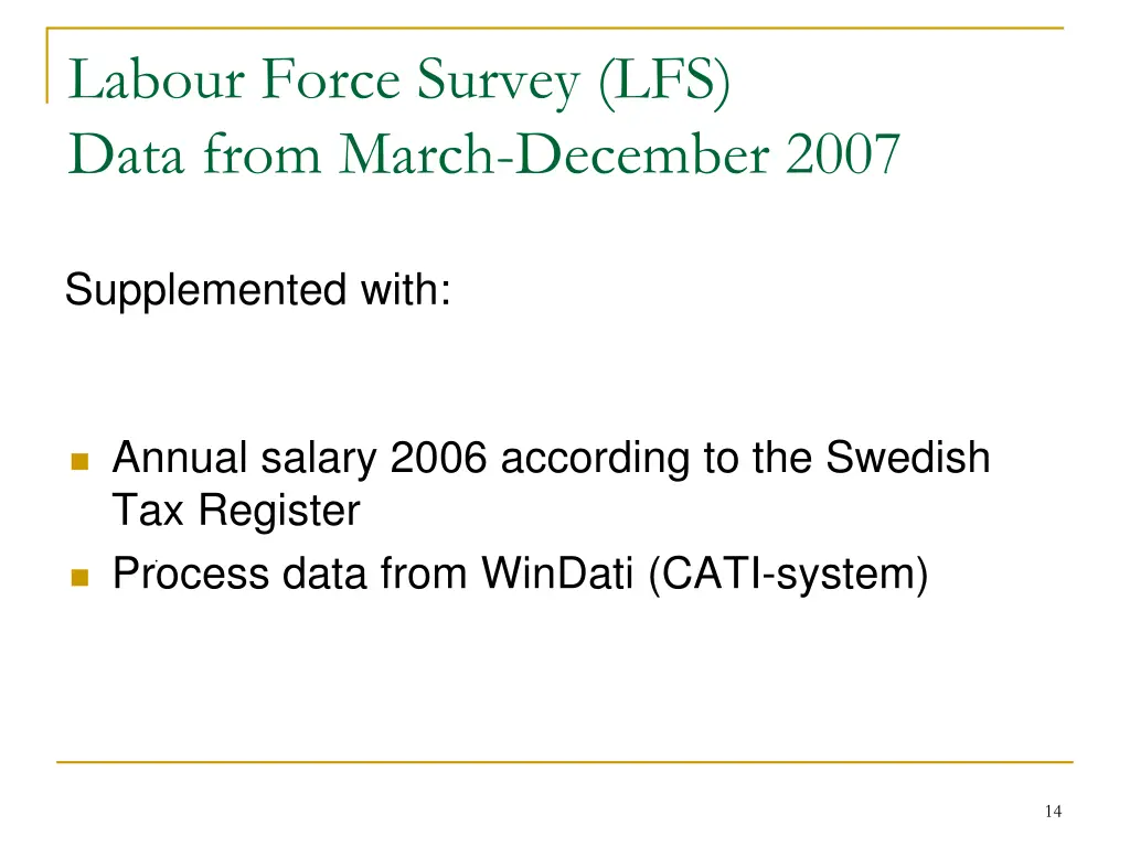 labour force survey lfs data from march december