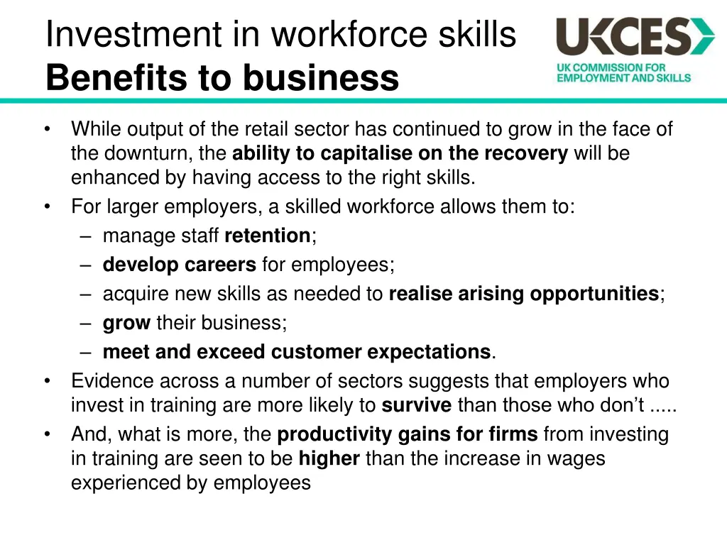 investment in workforce skills benefits