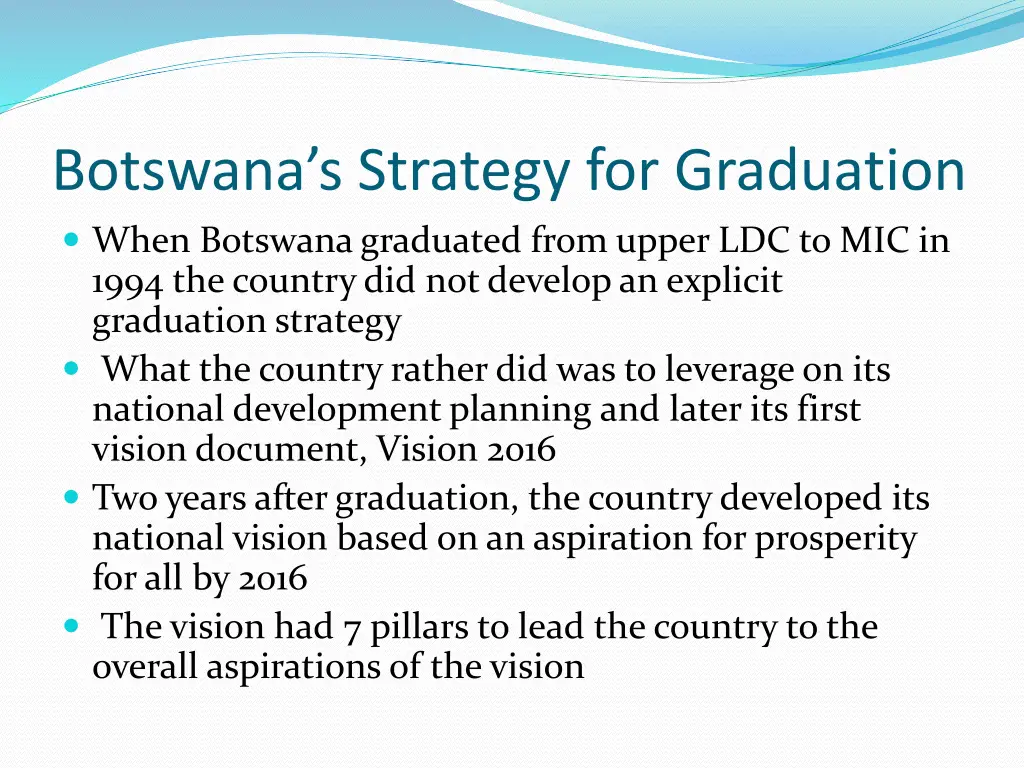 botswana s strategy for graduation when botswana