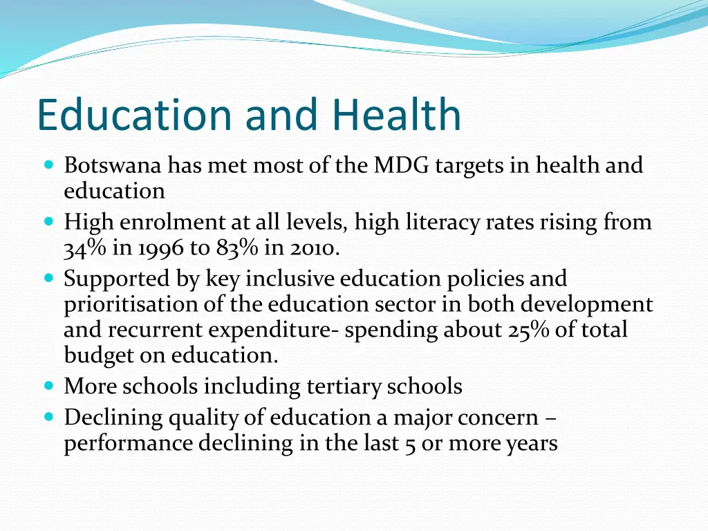 education and health