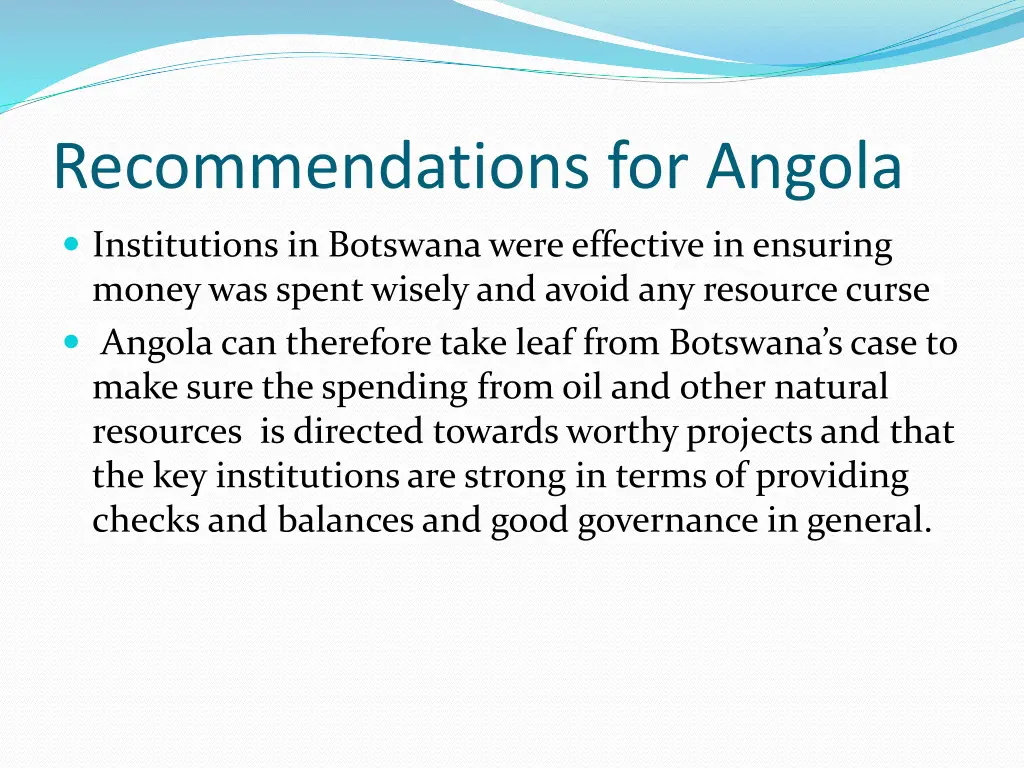 recommendations for angola 1