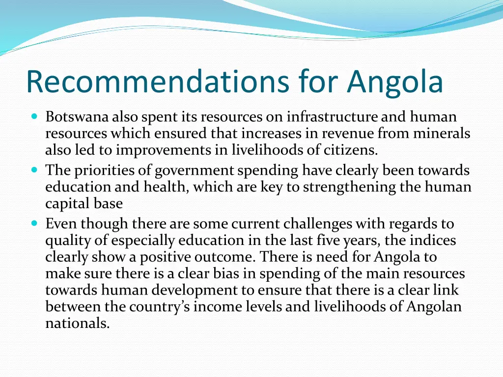 recommendations for angola 2