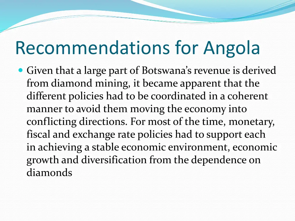 recommendations for angola