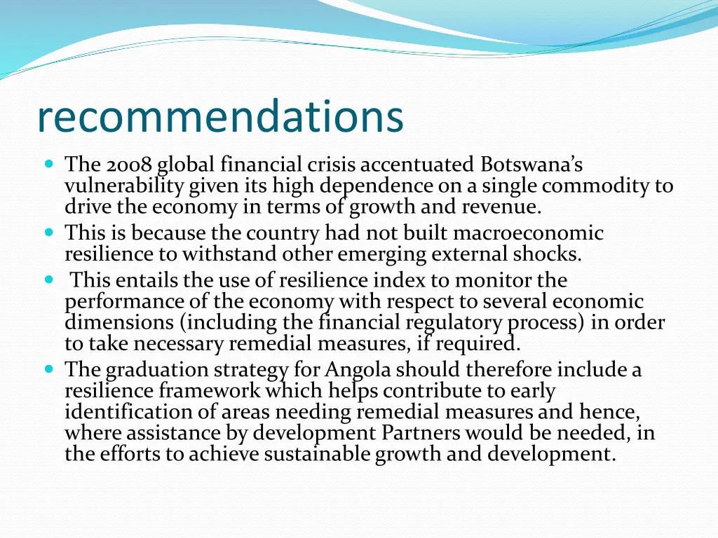 recommendations the 2008 global financial crisis