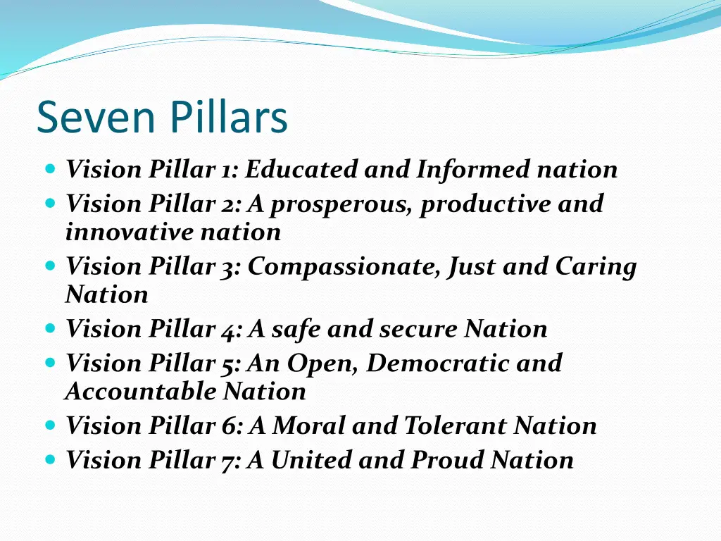 seven pillars vision pillar 1 educated