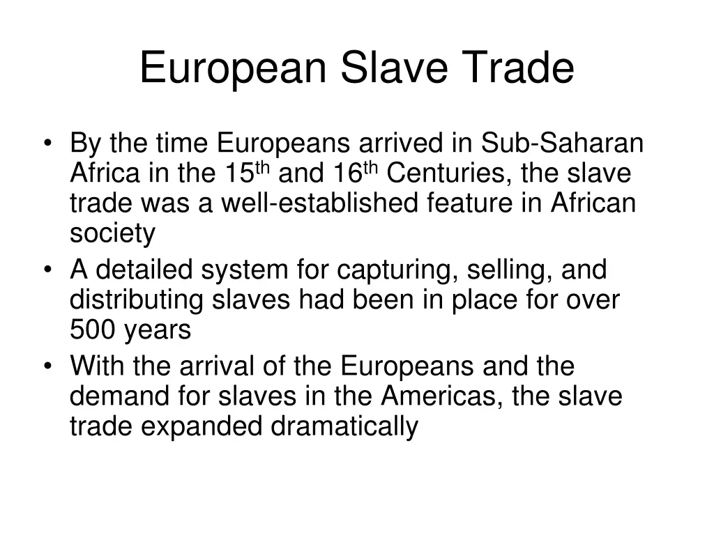 european slave trade