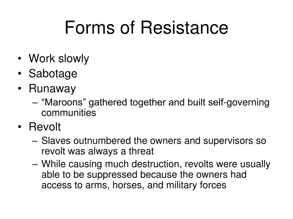 forms of resistance