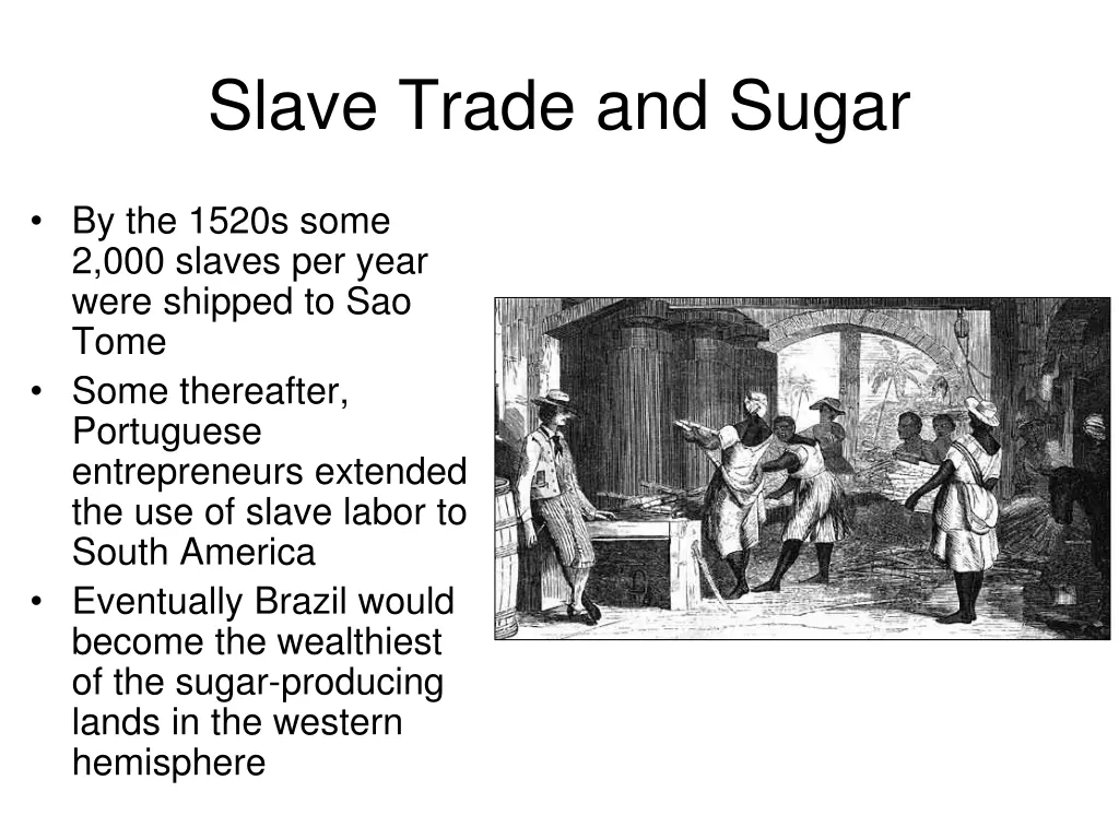 slave trade and sugar