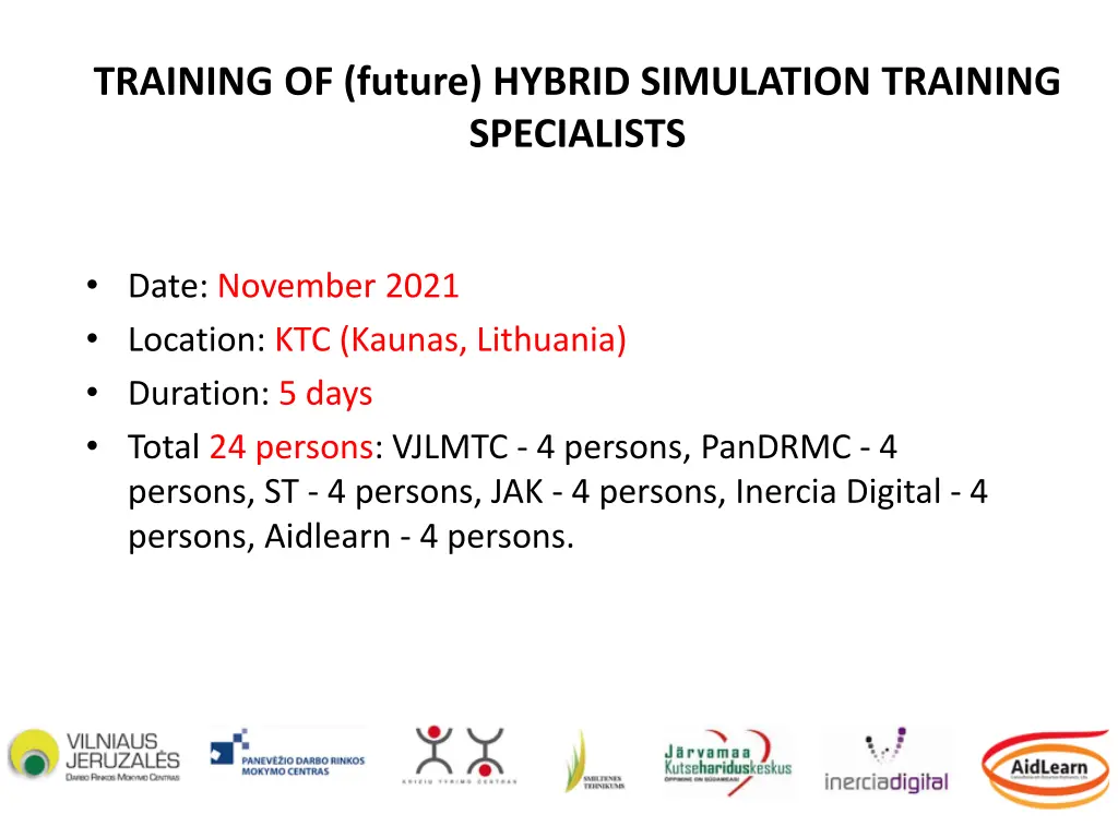 training of future hybrid simulation training