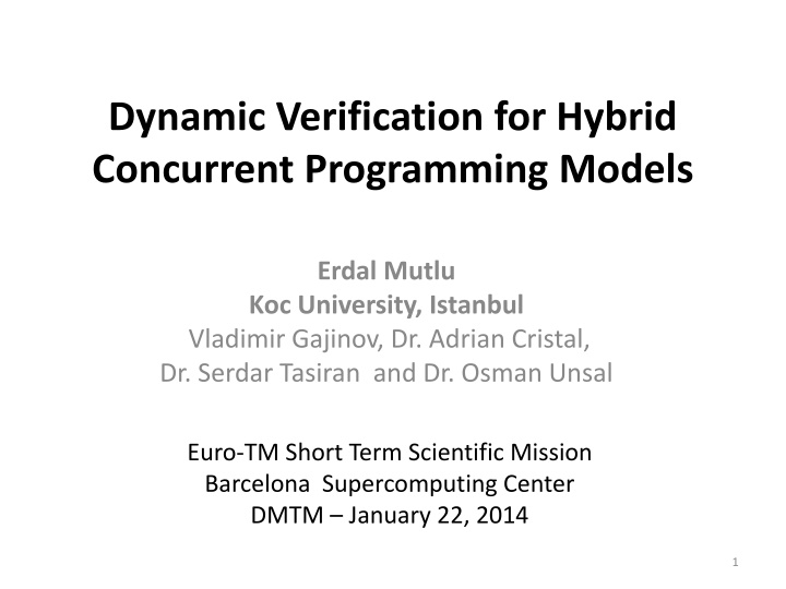 dynamic verification for hybrid concurrent